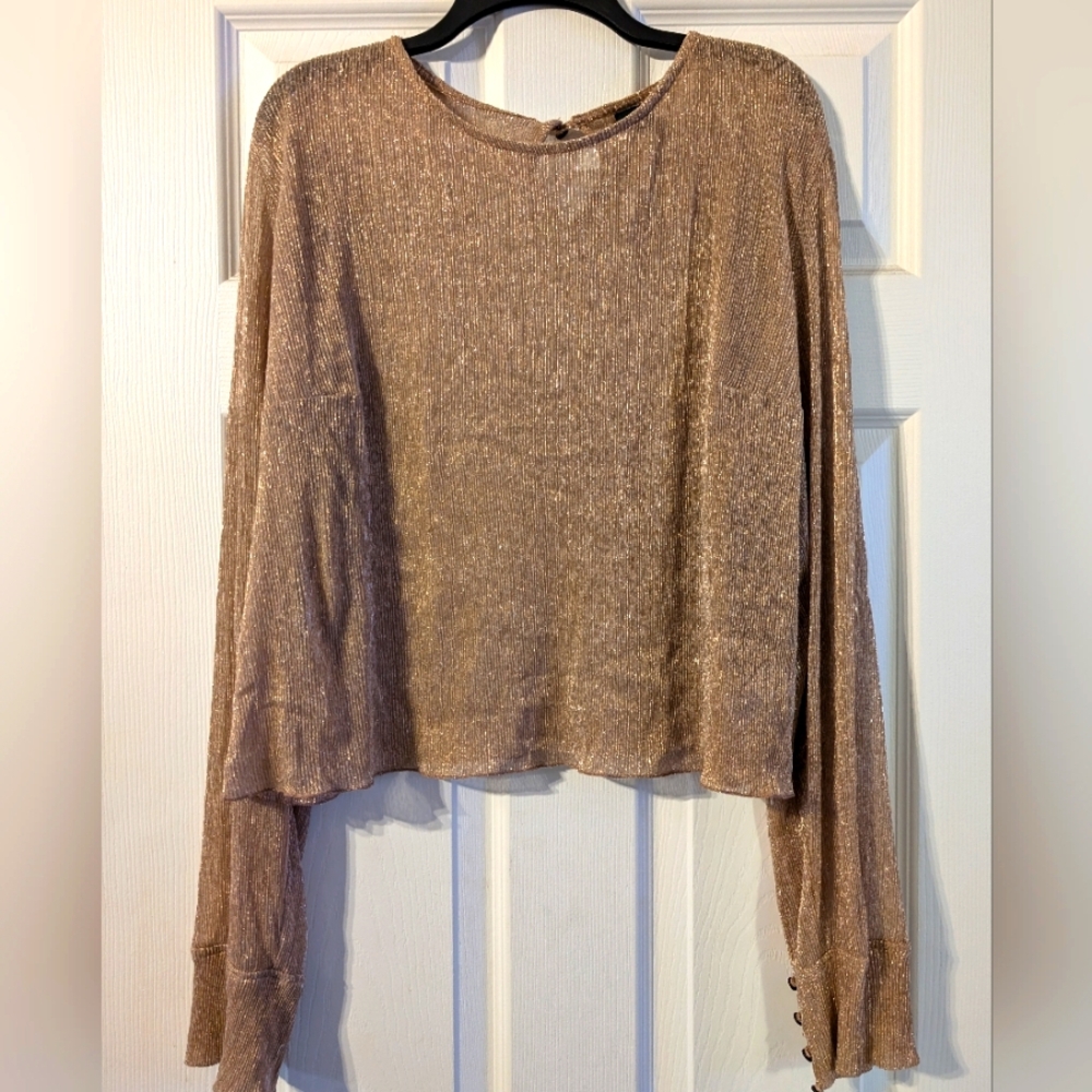Sheer glittery gold long-sleeve top